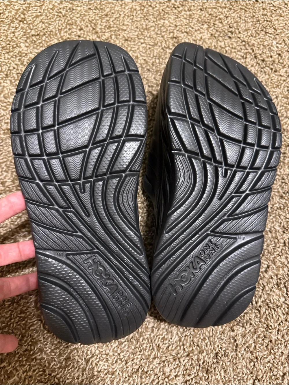 New Hoka one one recovery Unisex M 9 Wo11 Black Slide Sandals with Vent Straps
